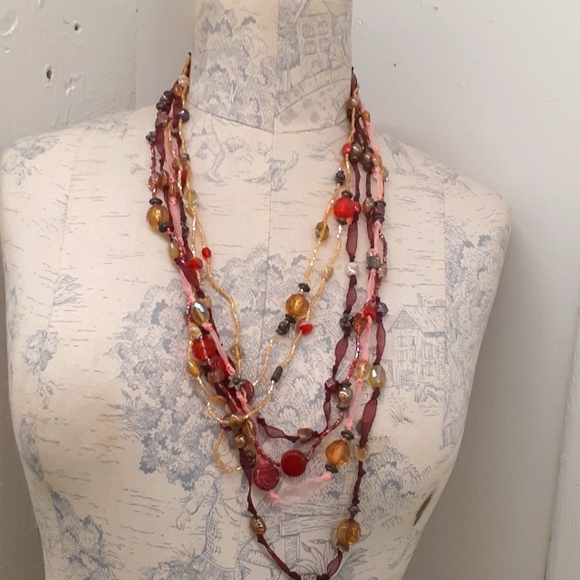 BOHO Morano glass & Beaded  Necklace mukti strand ITALY BOHEMIAN Bracelet Bundle - Picture 5 of 10